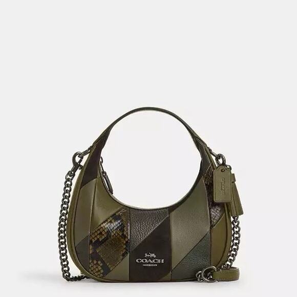 NWT Coach Carmen Mini Crossbody Bag in Patchwork CCE64 Gunmetal/Olive Multi - Picture 6 of 11